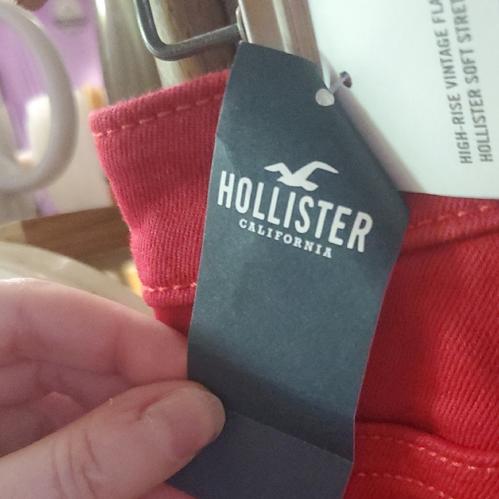 NWT Hollister Size 11R Red Flare Jeans - Picture 5 of 8